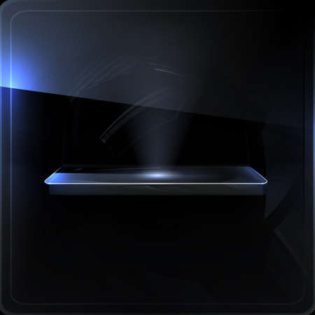 Empty shelf, black screenのイラスト素材