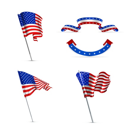 American flags, setのイラスト素材