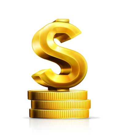 Dollar sign and coinsのイラスト素材