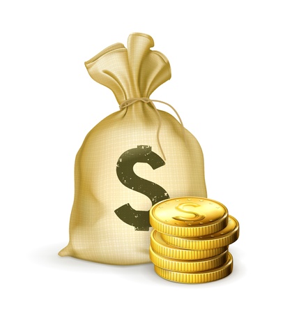 Moneybag and coinsのイラスト素材