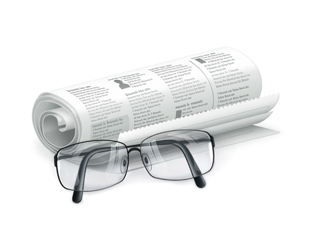 Newspaper and glassesのイラスト素材