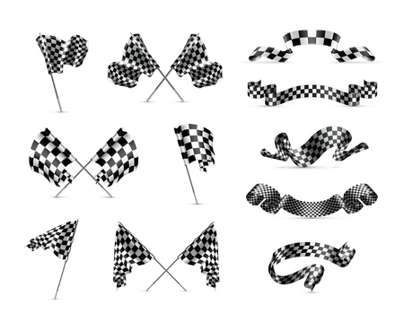 Checkered flags, setのイラスト素材