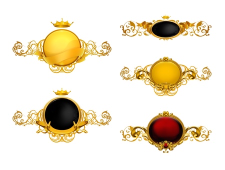 Golden Vintage Frames, setのイラスト素材