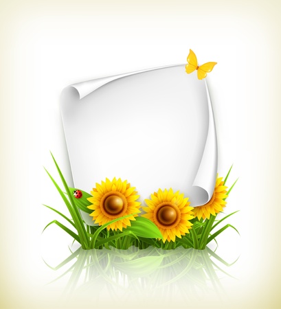 Sunflowers and paperのイラスト素材