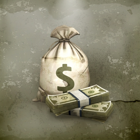 Sack and money, old styleのイラスト素材