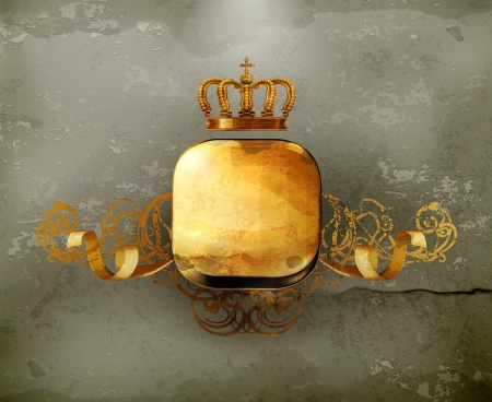 Vintage Frame gold crown, old-styleのイラスト素材