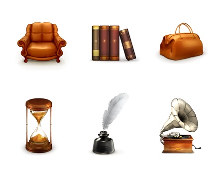 Retro, icon setのイラスト素材