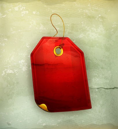 Red Gift Tag, old-styleのイラスト素材