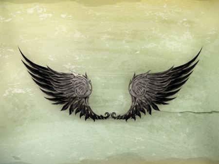 Wings Black, old-styleのイラスト素材