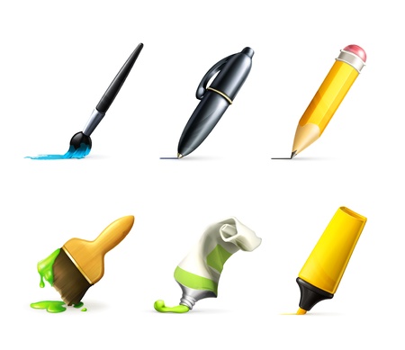 Writing tools, setのイラスト素材