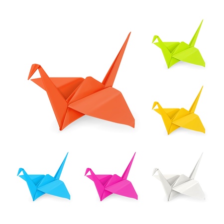 Origami cranesのイラスト素材