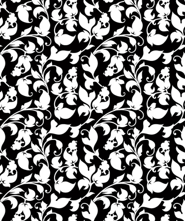 Black seamless pattern, silhouetteのイラスト素材