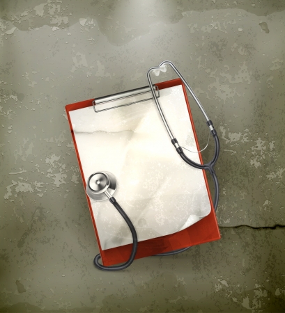 Clipboard with stethoscope, old-styleのイラスト素材