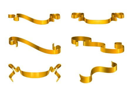 Gold ribbons setのイラスト素材