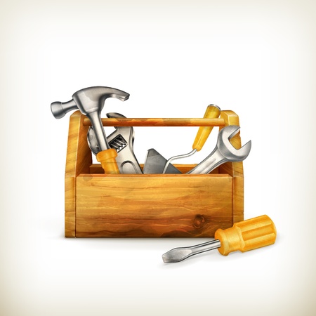 Wooden toolbox, old-style isolatedのイラスト素材