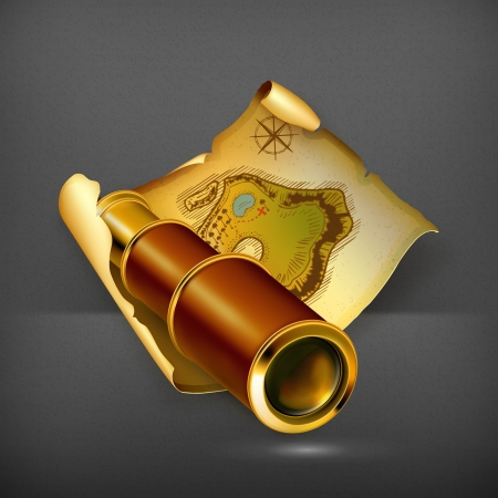 Old map and spyglassのイラスト素材