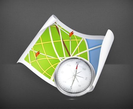 Road Map and compassのイラスト素材