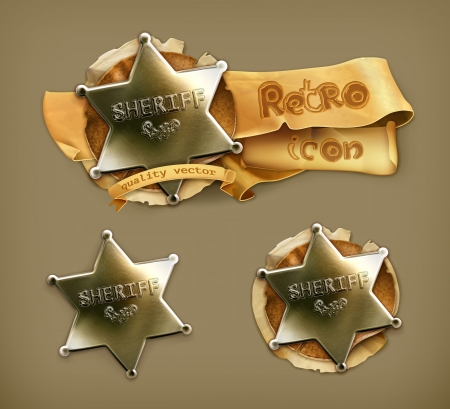 Sheriff, retro iconのイラスト素材