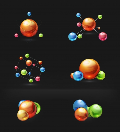 molecule icon set on blackのイラスト素材