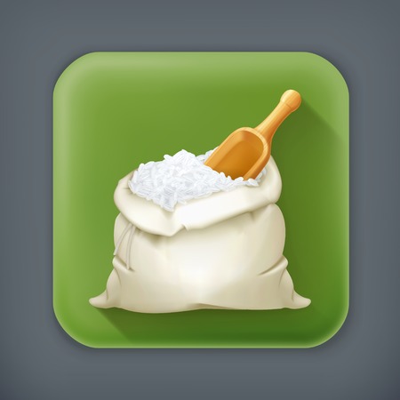 Bag of rice, long shadow vector iconのイラスト素材