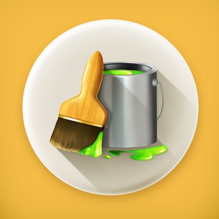 Brush and Paint, long shadow vector iconのイラスト素材