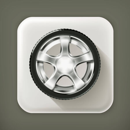 Car Wheel, long shadow vector iconのイラスト素材