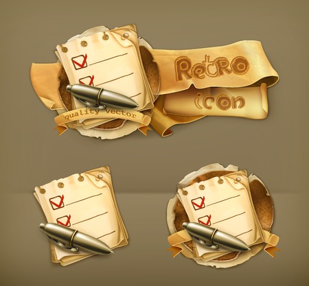 Check list, retro vector iconのイラスト素材