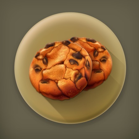 Chocolate cookies, long shadow vector iconのイラスト素材