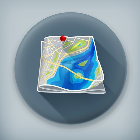 City map, long shadow vector iconのイラスト素材