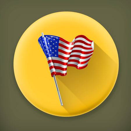 Flag of the United States long shadow iconのイラスト素材