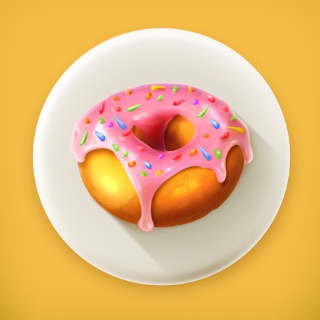 Glazed ring doughnut long shadow iconのイラスト素材