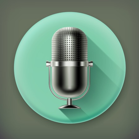 Microphone, long shadow iconのイラスト素材