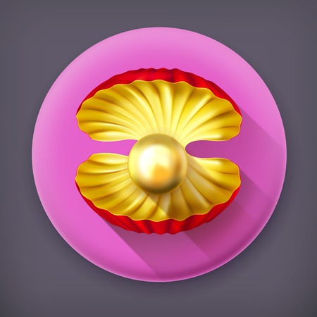 Pearl gold long shadow vector iconのイラスト素材