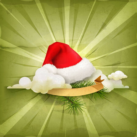 Santa Claus hat, old style vector backgroundのイラスト素材