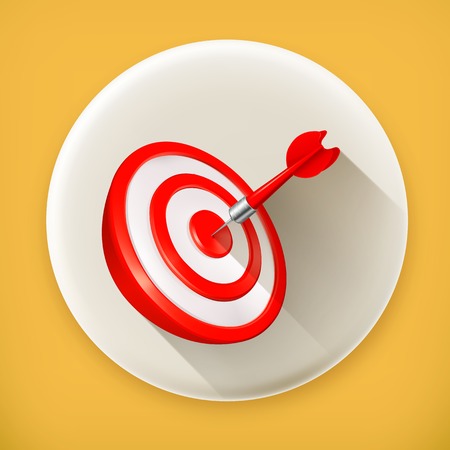 Red Target with a dart, long shadow vector iconのイラスト素材