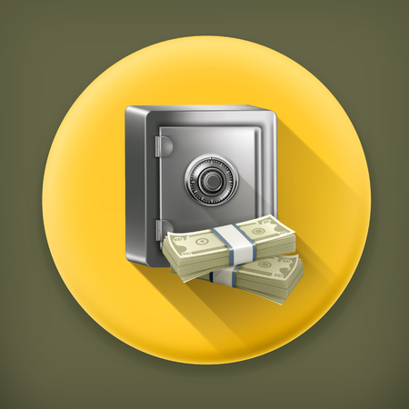Safe and money, long shadow vector iconのイラスト素材