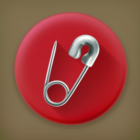 Safety pin, long shadow vector iconのイラスト素材
