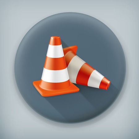 Traffic cone, long shadow vector iconのイラスト素材