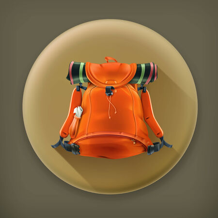 Travel backpack, long shadow vector iconのイラスト素材