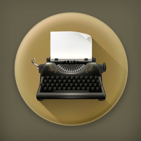 Typewriter long shadow vector iconのイラスト素材