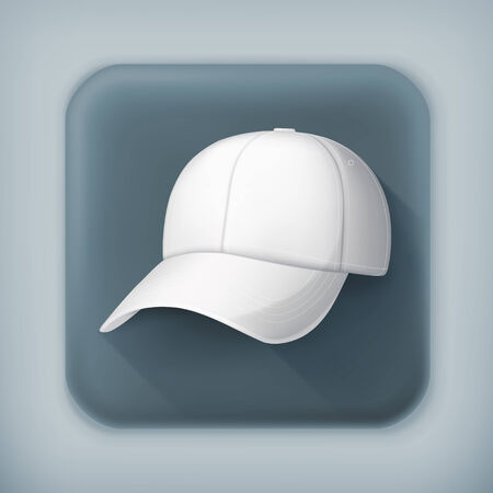 White baseball cap, long shadow vector iconのイラスト素材