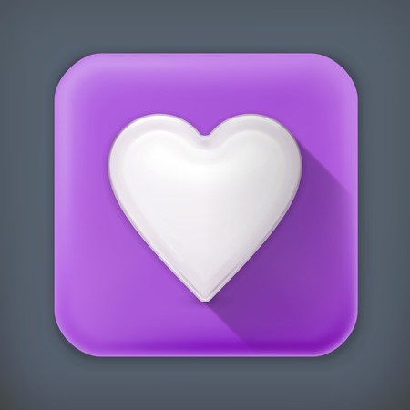 White heart, long shadow iconのイラスト素材