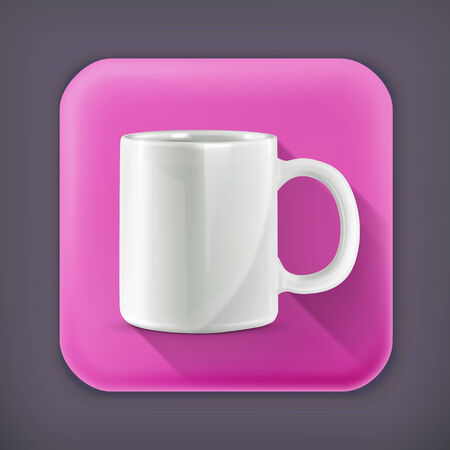 White mug, long shadow vector iconのイラスト素材