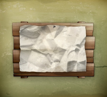 Wooden sign and paper old style vectorのイラスト素材