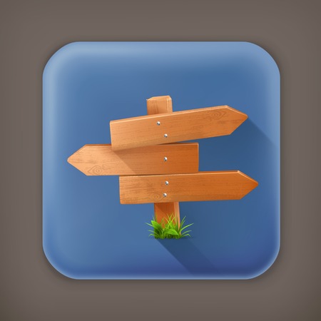 Wooden sign, long shadow vector iconのイラスト素材
