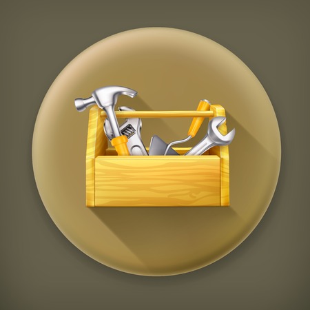 Wooden toolbox, long shadow vector iconのイラスト素材