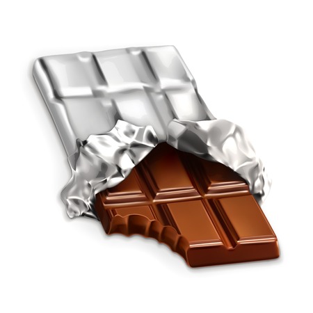 Chocolate bar, a tasty piece of chocolate, vector illustration isolated on white backgroundのイラスト素材