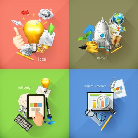 Business concepts 3d vector iconsのイラスト素材