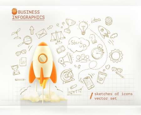 Business infographics, start up vector setのイラスト素材