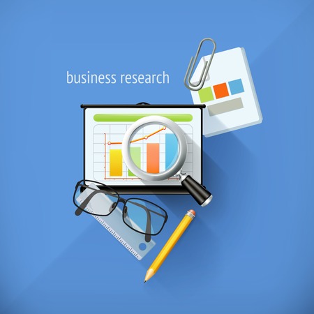 Start-up business research, analysis and solution, flat design, vector illustrationのイラスト素材